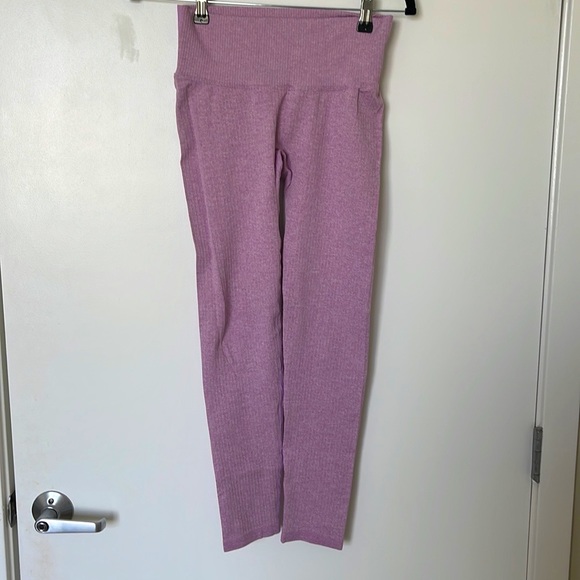 BARE ATHLETICS BARESCULPT RIBBED SEAMLESS LEGGINGS PINK PEONY - Picture 1 of 5